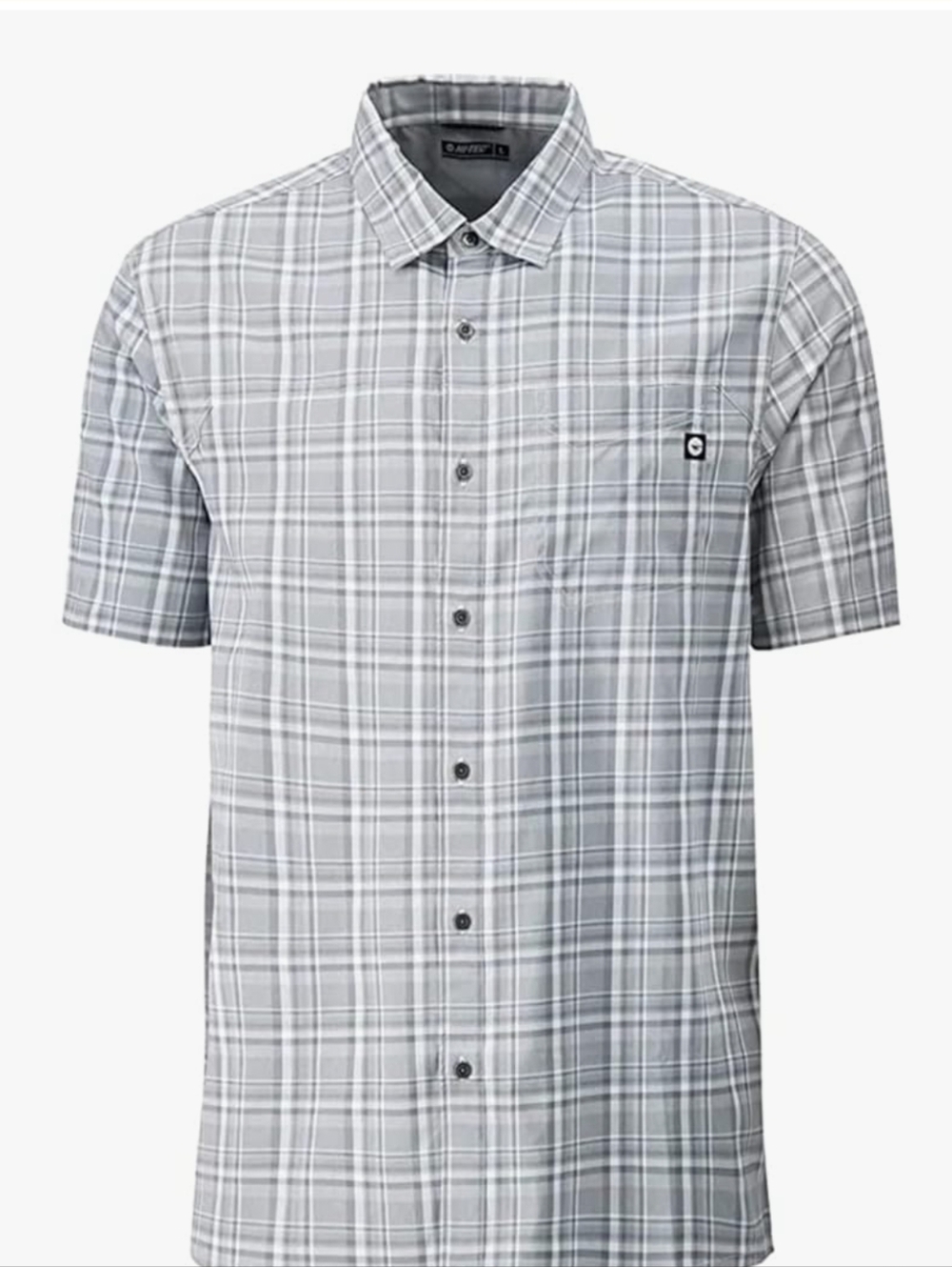 HI-TEC XXL Indian Kettles Stretch Gray  Plaid Pocket Short Sleeve Men's  Shirt